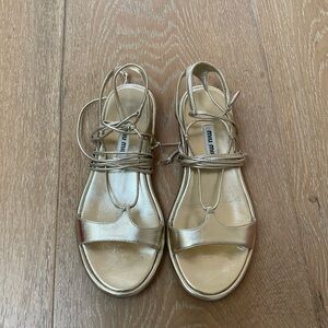 Miu Miu Gold Women's Gladiator Sandals